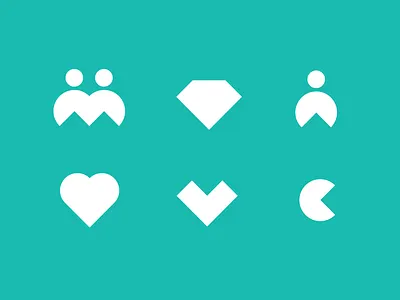 Amity Dating Brand Icons aqua cyan date dating geometric geometry green heart love single white