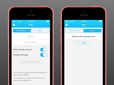 Add Smart Stream or Feed in Feed Wrangler app feed ios ios7 mobile reader rss smart stream wrangler