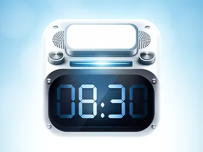 Dribbble alarm blue clock glow icon ios lens light time