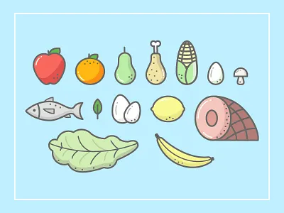 Food Icons apple food icon line orange