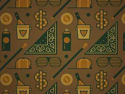 Big pimpin' bandana bling cap champagne diamond dollar hip hop pattern spray can vector wallpaper