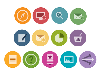 Product Icons basket email flat guide icons image pie question rule search text web