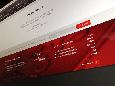 Lead...For God's Sake Footer css design eden creative email flat footer html minimal nav newsletter red web