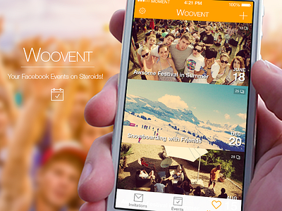 Woovent Memories app event facebook flat ios ios7 iphone nicolas fallourd orange ui ux woovent