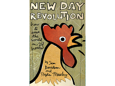 New Day Revolution 1 book cover hand lettering rooster alarm clock