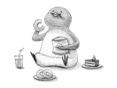 Hard to Say No! character drawing graphite illustration pencil penguin sweet