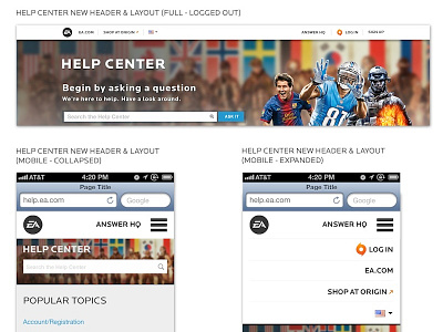 Electronic Arts Help Center - Responsive creative direction ea ia information architecture responsive ui ux