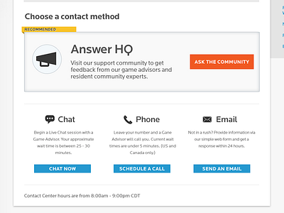 Choose a contact method contact ui ux