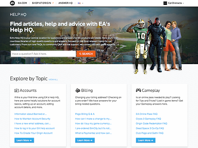 Electronic Arts Help Center - Responsive creative direction ia information architecture responsive ui ux