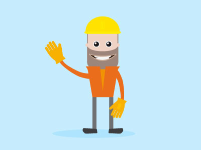 Builder builder building character flat helmet illustration man minimal