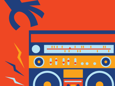 Daytime Melodies boombox geometric illustration music stereo