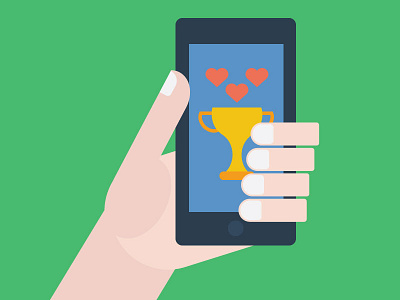 Yay! Hooray! flat hand heart illustration illustrator kiip phone trophy