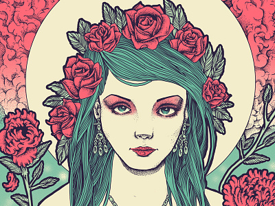 Art Nouveau art nouveau illustration rose