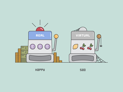 Real Money Vs Virtual design green illustration illustrator line vector