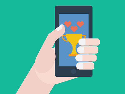 Huzzah! fingers flat hand illustration illustrator phone reward trophy