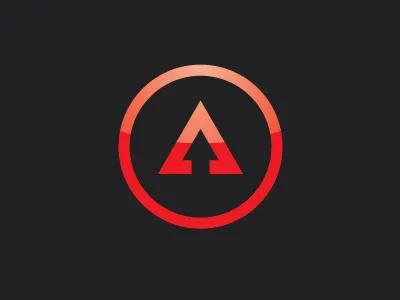 Elevator proposal (A) a arrow circle elevator identity logo red up