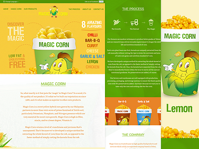 Magic Corn Website corn food icons landing page scrolling ui website