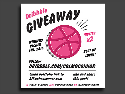 Dribbble Invites competition design dribbble invite free graphic design illustrator invitation invite invites poster retro vector