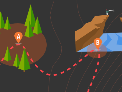 Experience Map cliff hiking map river trees