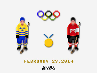 Sochi 2014 Pixel Art Hockey 16 bit canada gold hockey nhl olympics pixel pixel art sochi sports sweden winter