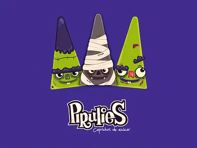 Pirulies candy character halloween monsters mummy vector