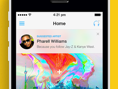 Suggestion Alert activity stream album art alert discovr ios 7 music ui