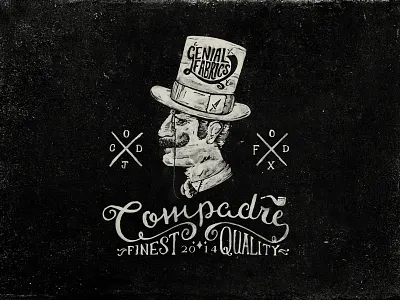 Compadre Logo clothing label compadre gentlemen illustration logo moustache paint top hat type typography vintage