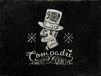 Compadre Logo clothing label compadre gentlemen illustration logo moustache paint top hat type typography vintage