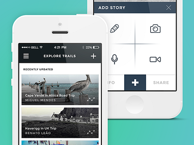 Trails App - share your path, share your story app experiencies flat ios mobile story trails travel webapp