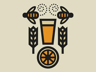 Grapefruit Honey Ale bee beer craft beer grapefruit homebrew honey illustration line art slice wheat