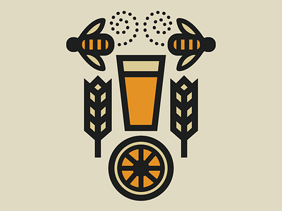 Grapefruit Honey Ale bee beer craft beer grapefruit homebrew honey illustration line art slice wheat