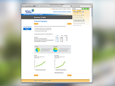 JCI Sustainability Report corporate data graphics mixed media web design