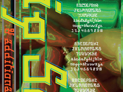 Blip Script Type Specimen Poster computer design digital font family fonts italic modular monospaced science script typeface
