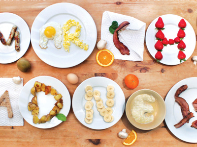 March Madness Postcard breakfast design fruit fun graphic design oranges photo styling photography strawberries table setting typography