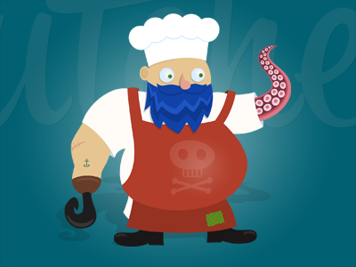 Pirate cook background beard cook design game hand hook illustration octopus pirate skull