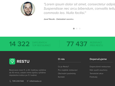 Footer clean footer green proxima nova restu simple testimonial
