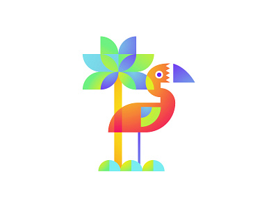 Flamingo bird clean color flamingo flat illustration summer tropic