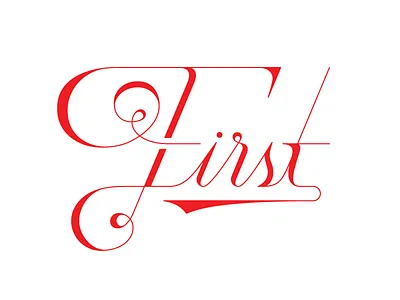 First - Sketch first lettering red script typography