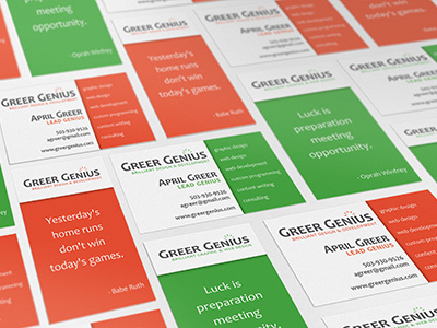 Gettin' the Business... business cards greer genius
