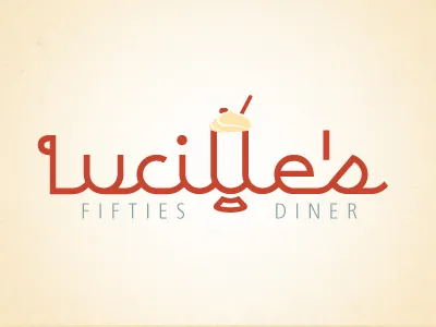 Lucilles 50's Diner logo 50s branding icons identity type vintage