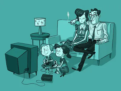 Happy Family design illustration midcentury