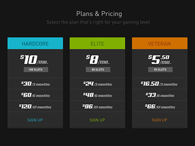 Pricing Table plans price pricing table