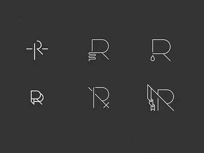 Old R's beer brand clever drop flag identity line logo mark r restaurant