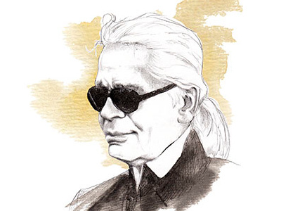 Fashion Designer Portrait - Karl Lagerfeld fashion illustration portrait