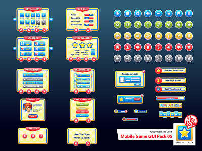 Mobile Game GUI Pack 05 android assets button cartoon design elements game graphic gui mobile template vector