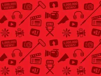 Repeatable Patterns boom mic camera clapper dslr icons microphone pattern red vector youtube