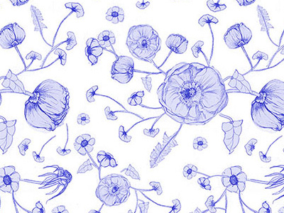 Blue Anemone art blue design floral textile watercolor