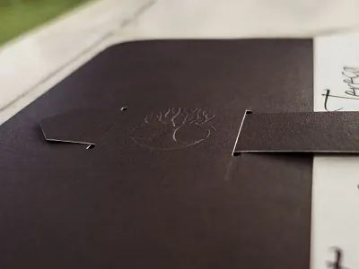 A brand for Tomas' and Teresa's wedding. brand heart hidden message invitation logo design print design sealing wax tree wedding