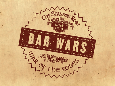 Bar Wars badge bar icon irish logo mark pub restaurant rose stamp