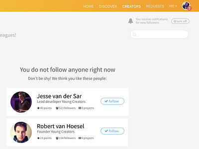 Follow suggestions young creators